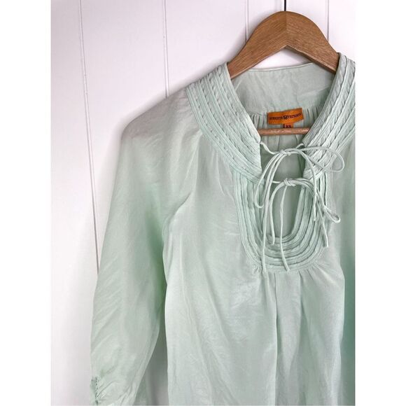 Roberta Freymann Silk Mint Double Tie Neck Peasant Blouse XS - Picture 3 of 10